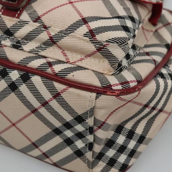 BURBERRY Nova Check Blue Label Shoulder Bag Nylon Beige Red Silver Auth BA669 - Picture 9 of 16